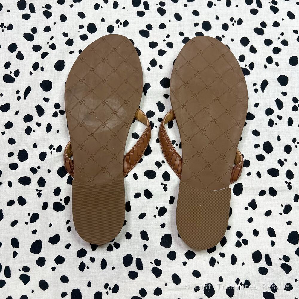 NEW Jack Rogers | Ali Leather Thong Sandals Brown Braided Flip Flops Size 9.5 - Picture 6 of 7